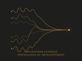Illustration abstraite en or sur fond sombre représentant des lignes enchevêtrées qui convergent progressivement vers un point lumineux, symbole du travail psychothérapeutique et de la régulation psycho-affective.